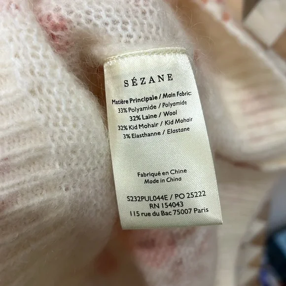 Sezane Cream Floral Knit Sweater with Pink Roses - Picture 5 of 6